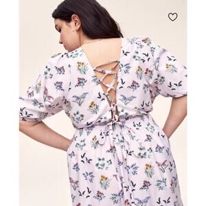 Adore Me Organic Cotton Maxine Smocked Waist Lace Up Back Midi Dress Women’s 3X